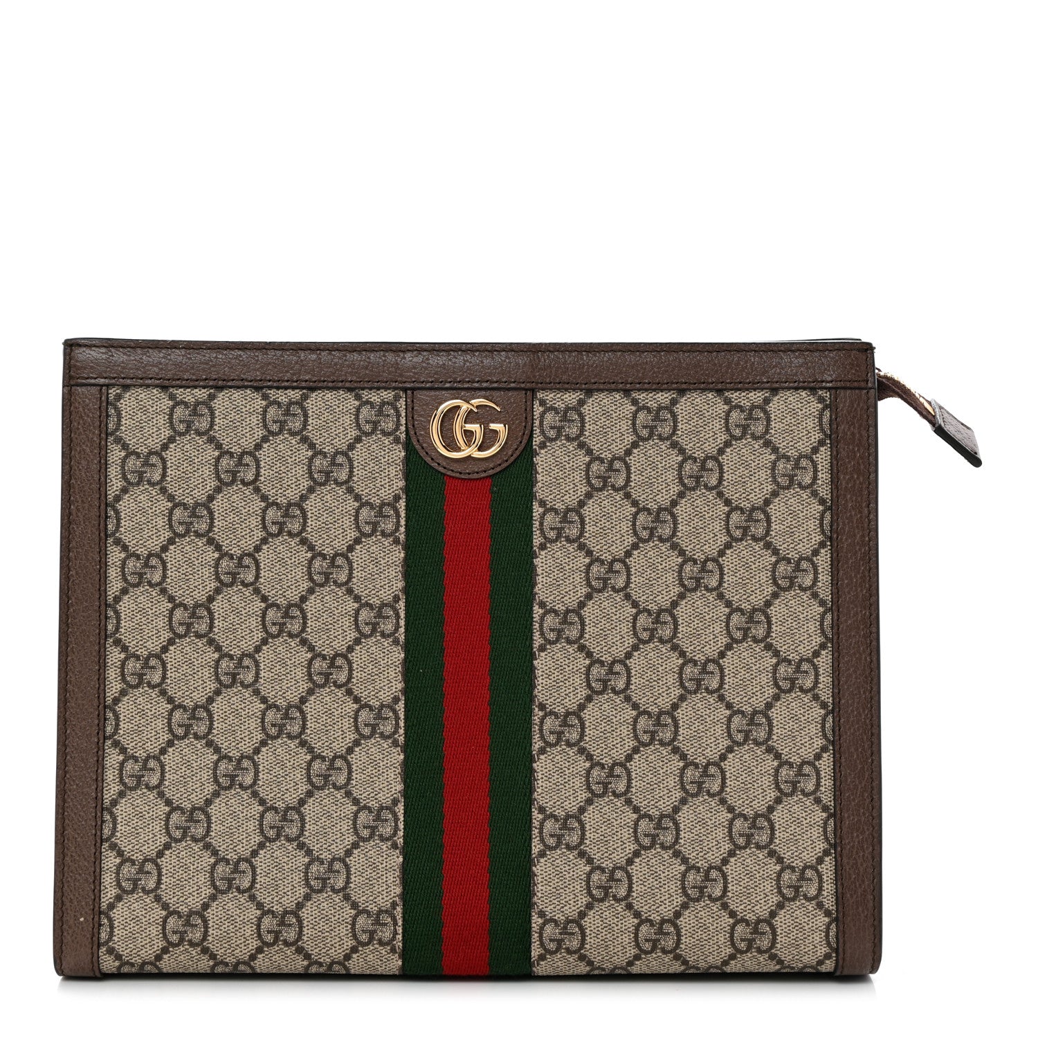 Gucci GG Supreme Monogram Web Ophidia Pouch Brown 1 of 10