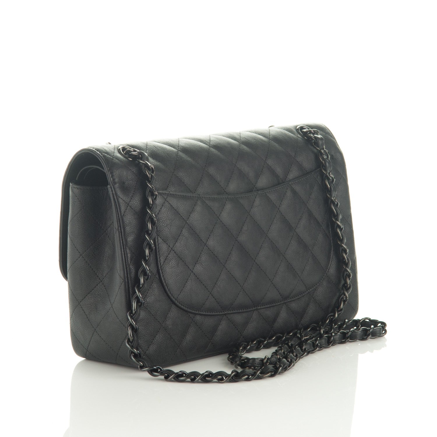 Chanel Crumpled Calfskin Quilted Jumbo Double Flap So Black 3 of 8