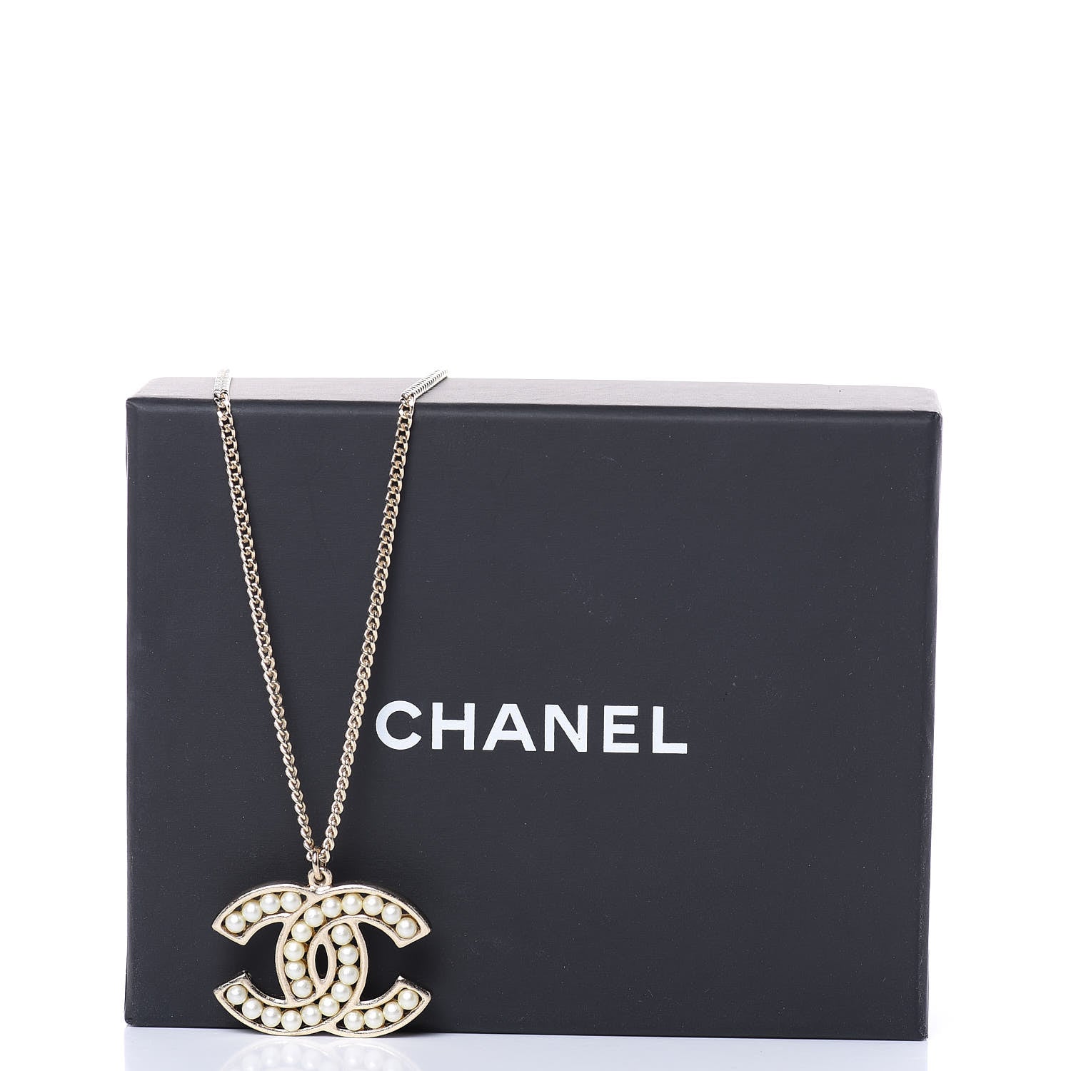 Chanel Pearl CC Pendant Necklace Light Gold 5 of 5