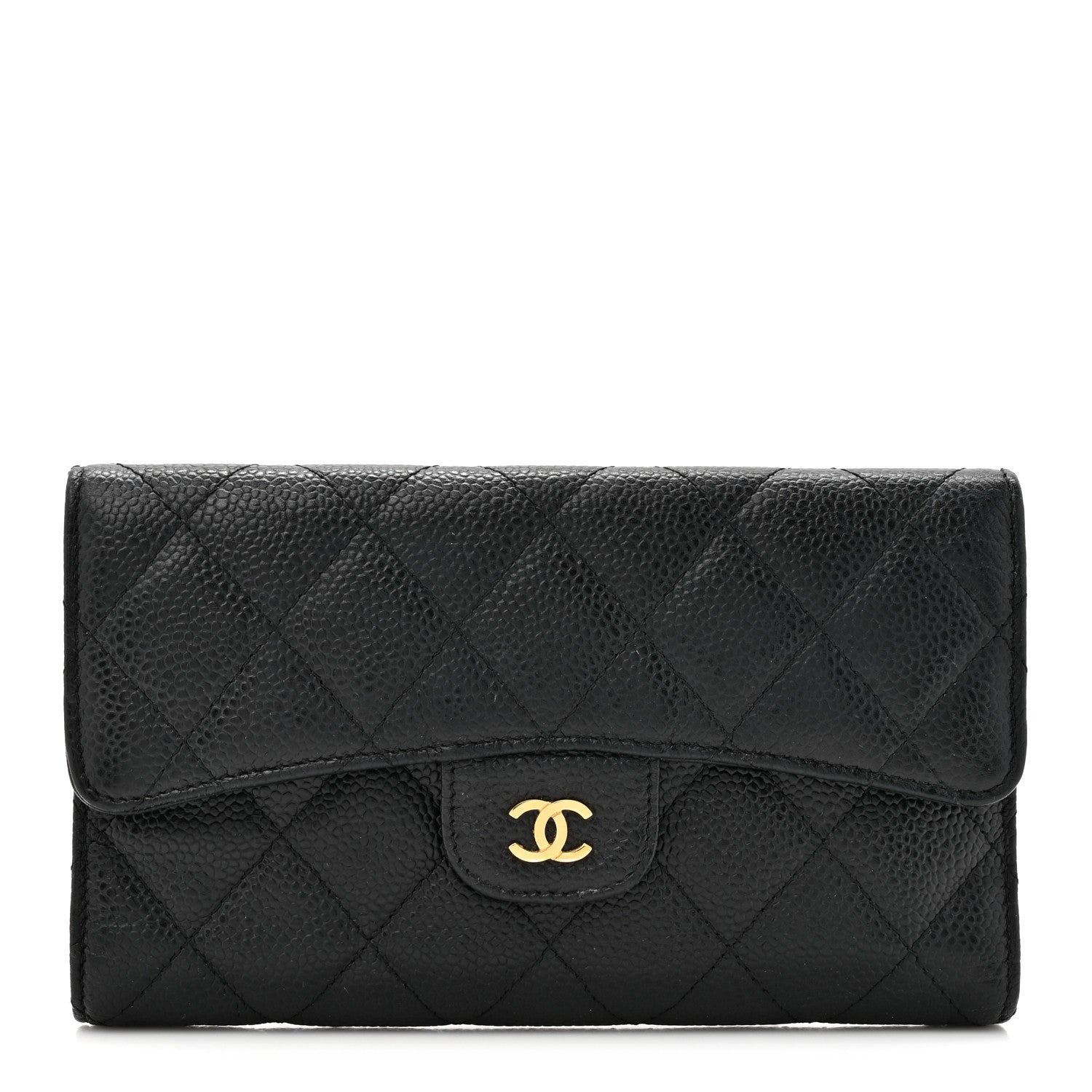 Chanel Caviar Quilted Large Gusset Flap Wallet Black 1 of 11