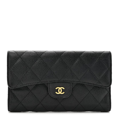Chanel Caviar Quilted Large Gusset Flap Wallet Black 1 of 11