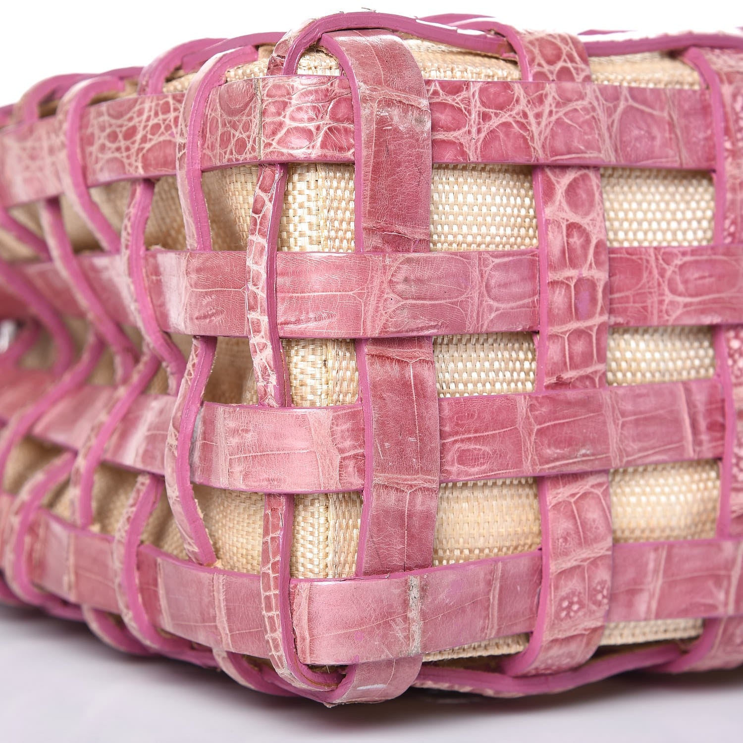Nancy Gonzalez Crocodile Woven Tote Pink 8 of 9