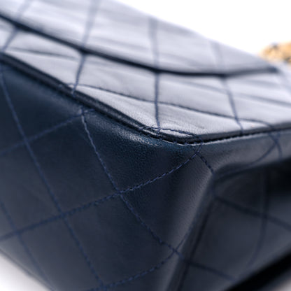 Chanel Lambskin Quilted Medium Double Flap Navy 12 of 15