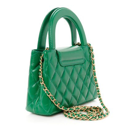 Chanel Shiny Aged Calfskin Quilted Nano Kelly Shopper Green 3 of 11
