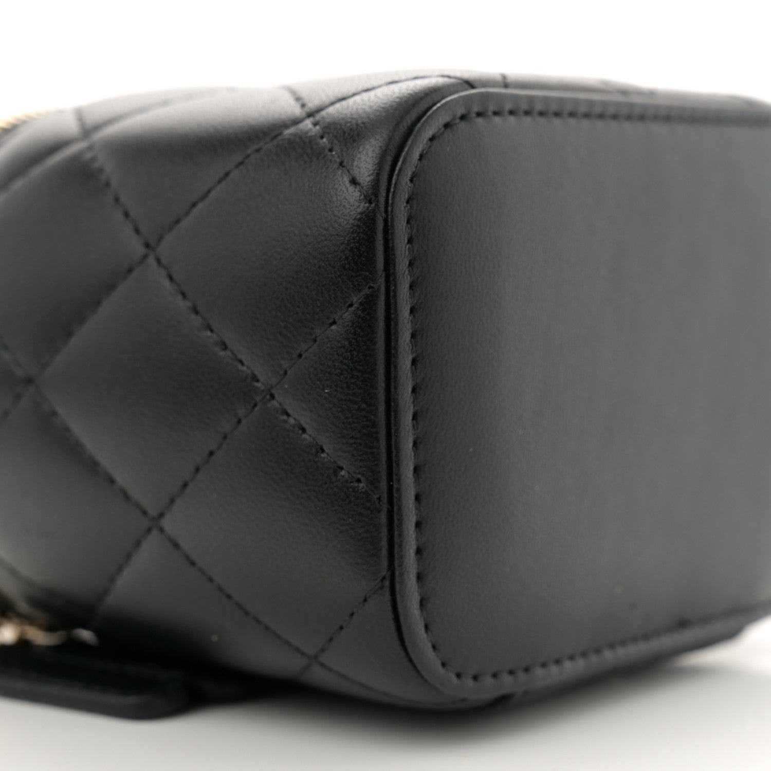 Chanel Lambskin Quilted Mini Vanity Case With Pearl Chain Black 9 of 11