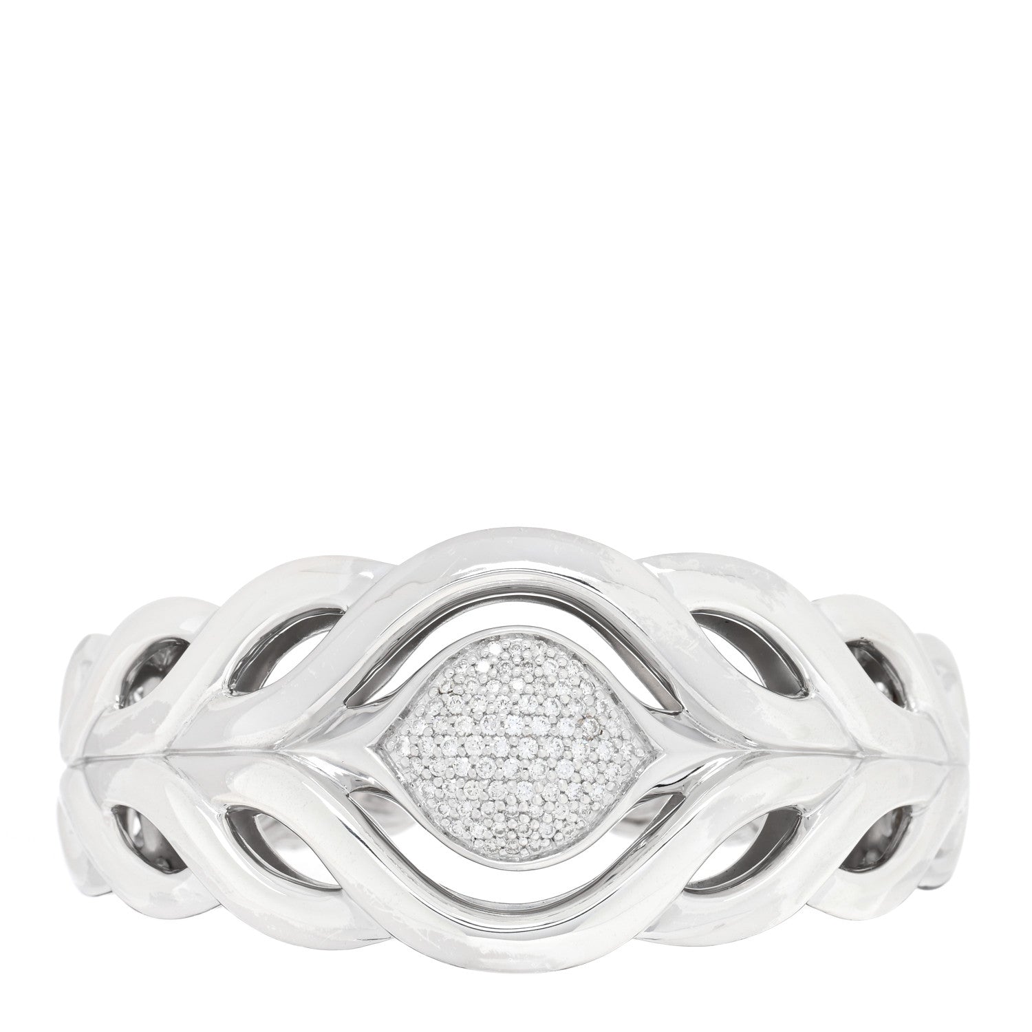 John Hardy Sterling Silver Diamond Kick Cuff Bracelet 1 of 3