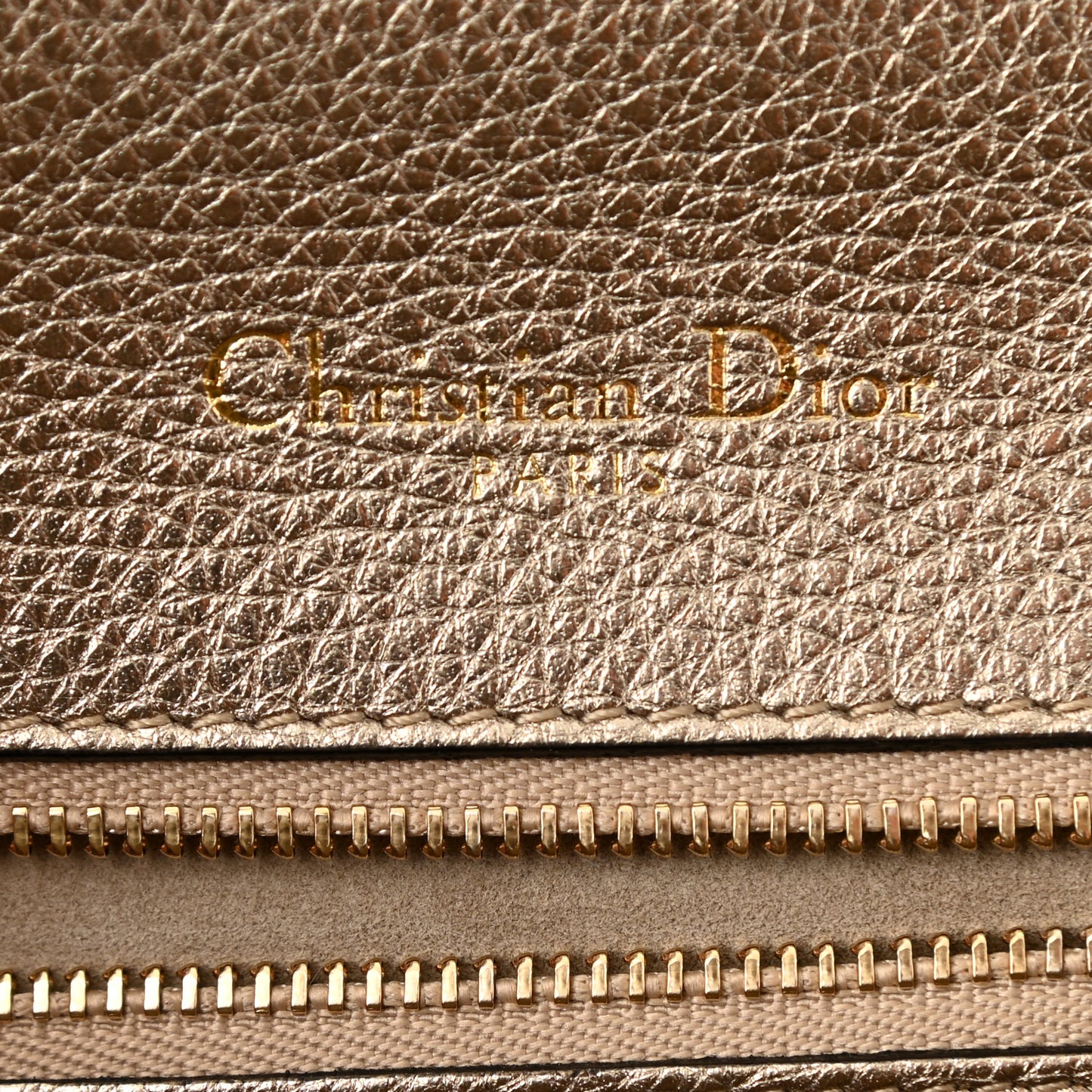 Metallic Grained Calfskin Medium Diorama Flap Bag Pale Gold