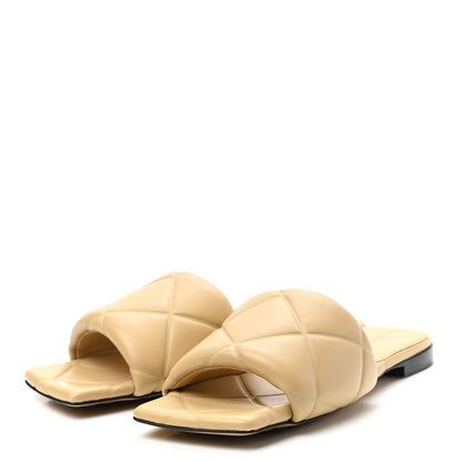 Bottega Veneta Nappa Quilted Rubber Lido Flat Sandals 38 Cane Sugar 3 of 7