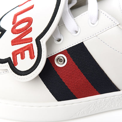 Gucci Calfskin Ayers Web Blind for Love Embroidered Mens Ace Sneakers 10.5 White 8 of 10