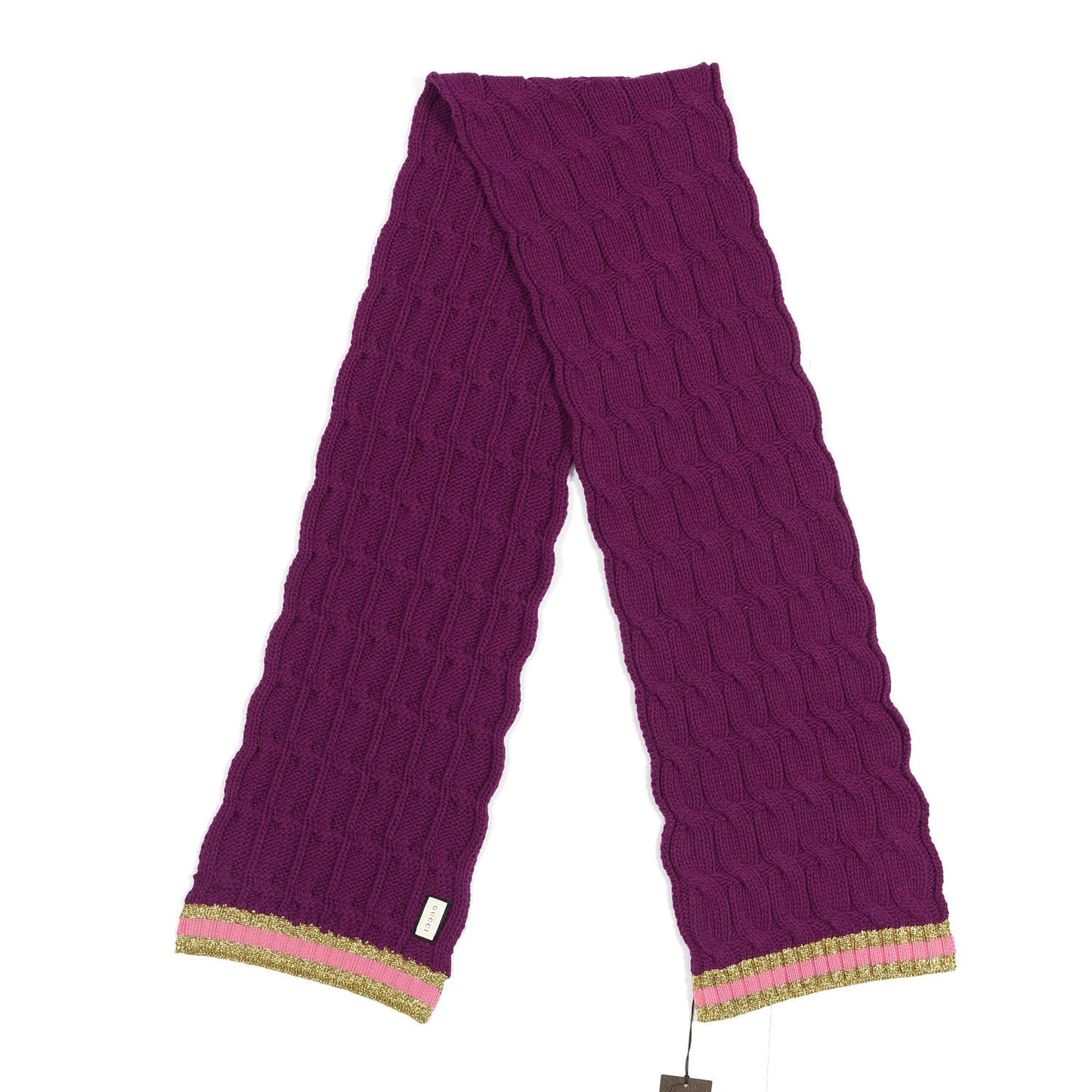 Wool Cashmere Blend Cable Knit Bonhate Long Scarf Magenta Pink