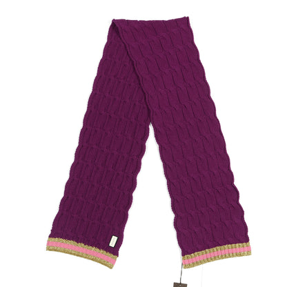 Gucci Wool Cashmere Blend Cable Knit Bonhate Long Scarf Magenta Pink 2 of 3
