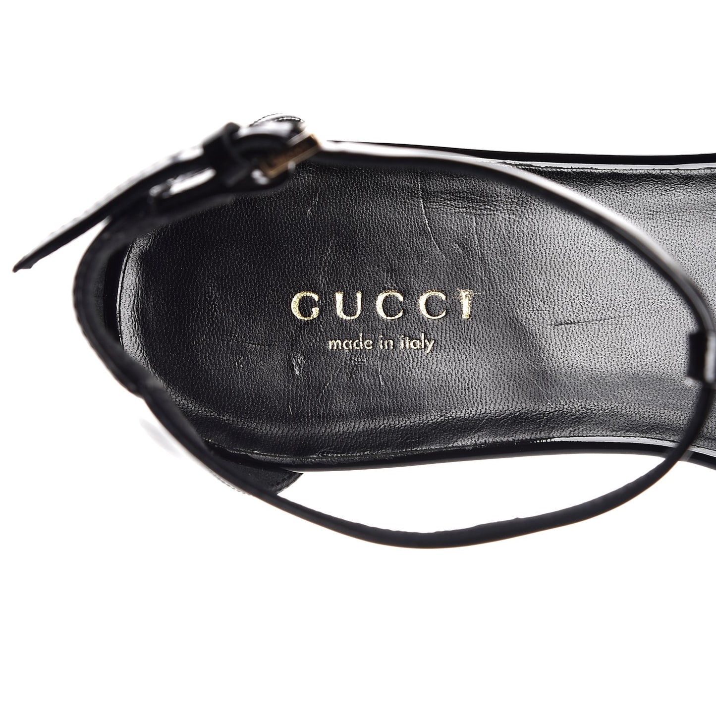Patent GG T Strap Sandals 35 Black