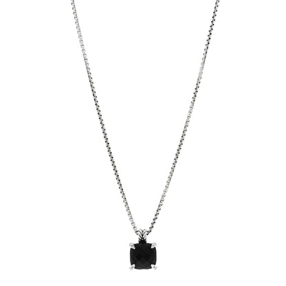 David Yurman Sterling Silver Diamond Black Onyx 11mm Chatelaine Pendant Necklace 1 of 4