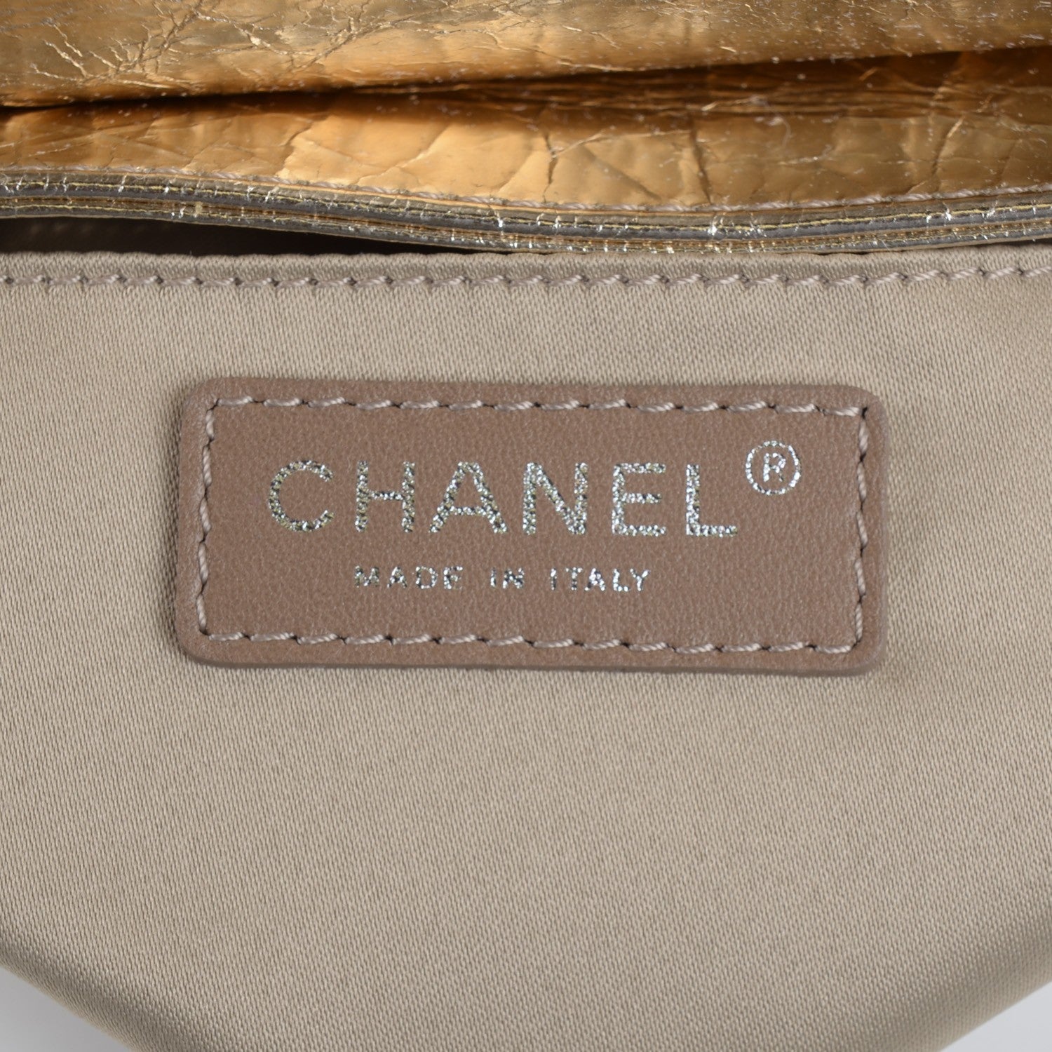 Chanel Metallic Crackled Calfskin Medium Clam's Pocket Flap Gold 6 of 8