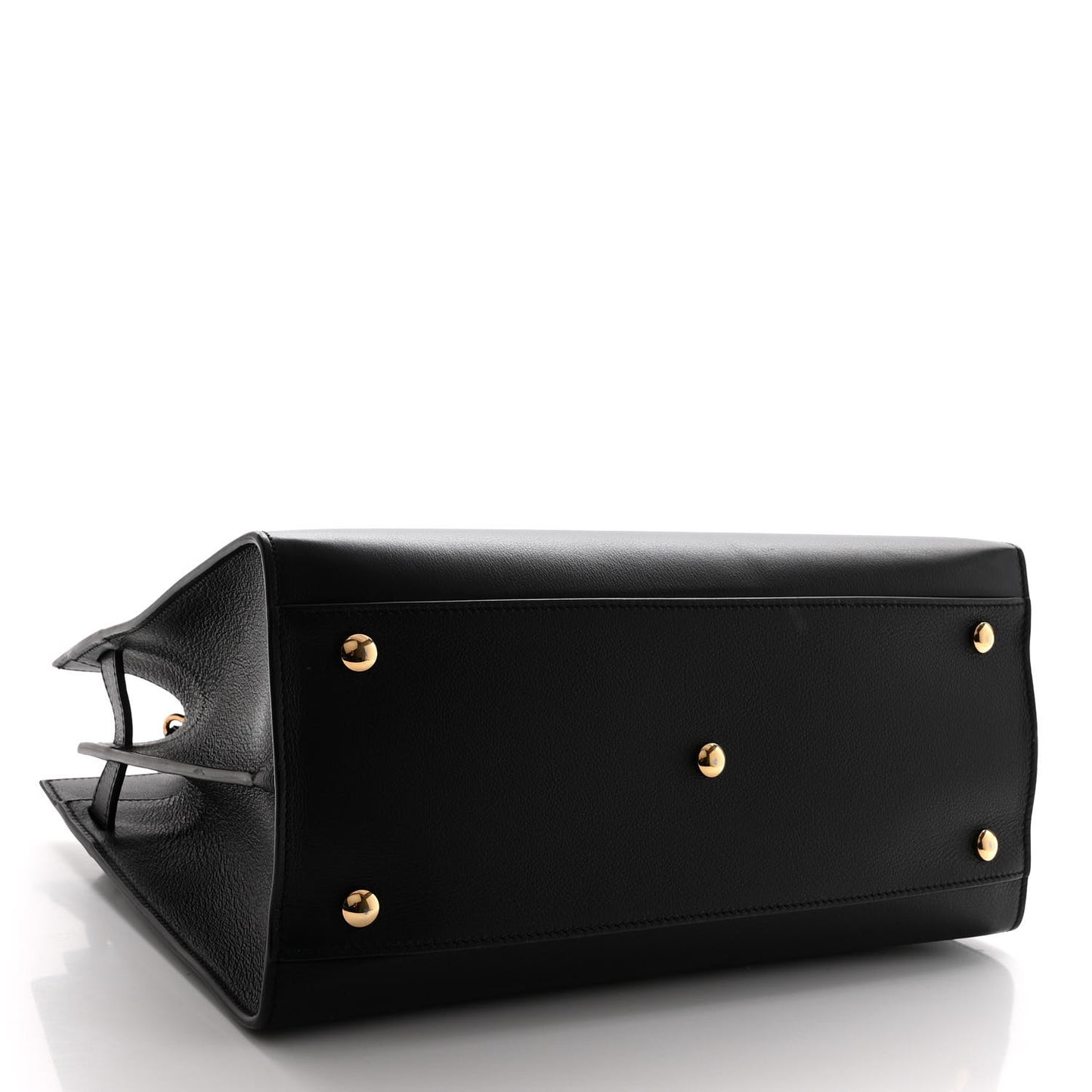 Grained Calfskin Large Virtus Top Handle Shoulder Bag Black