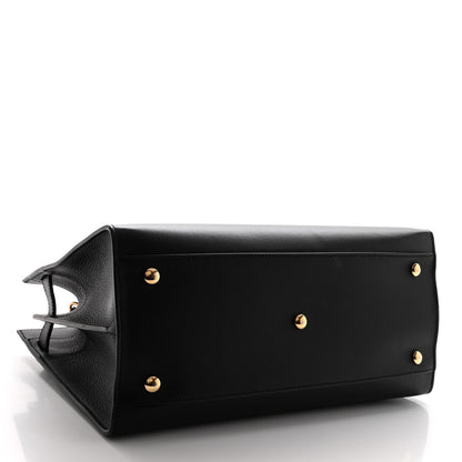 Versace Grained Calfskin Large Virtus Top Handle Shoulder Bag Black 4 of 9