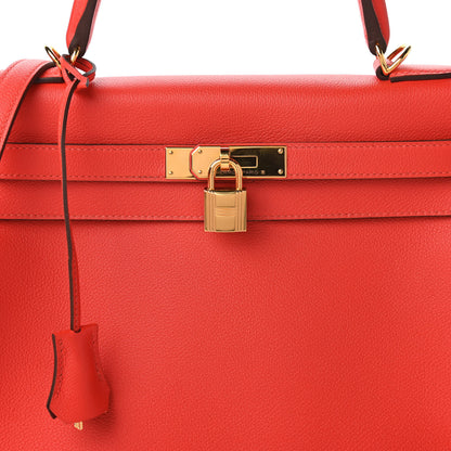 Hermes Evercolor Verso Kelly Retourne 32 Capucine Rouge H 10 of 12