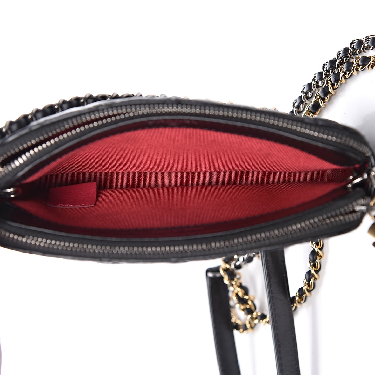 Aged Calfskin Quilted Small Gabrielle Clutch With Chain Black
