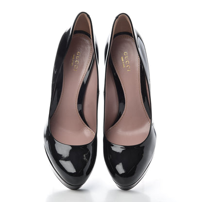 Gucci Vernice Crystal Platform Pumps 38 Black 5 of 10