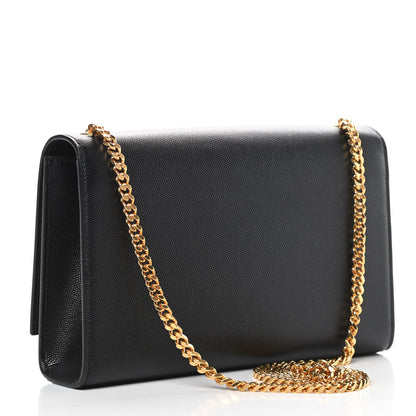 Saint Laurent Grain De Poudre Medium Classic Monogram Kate Satchel Black 3 of 10
