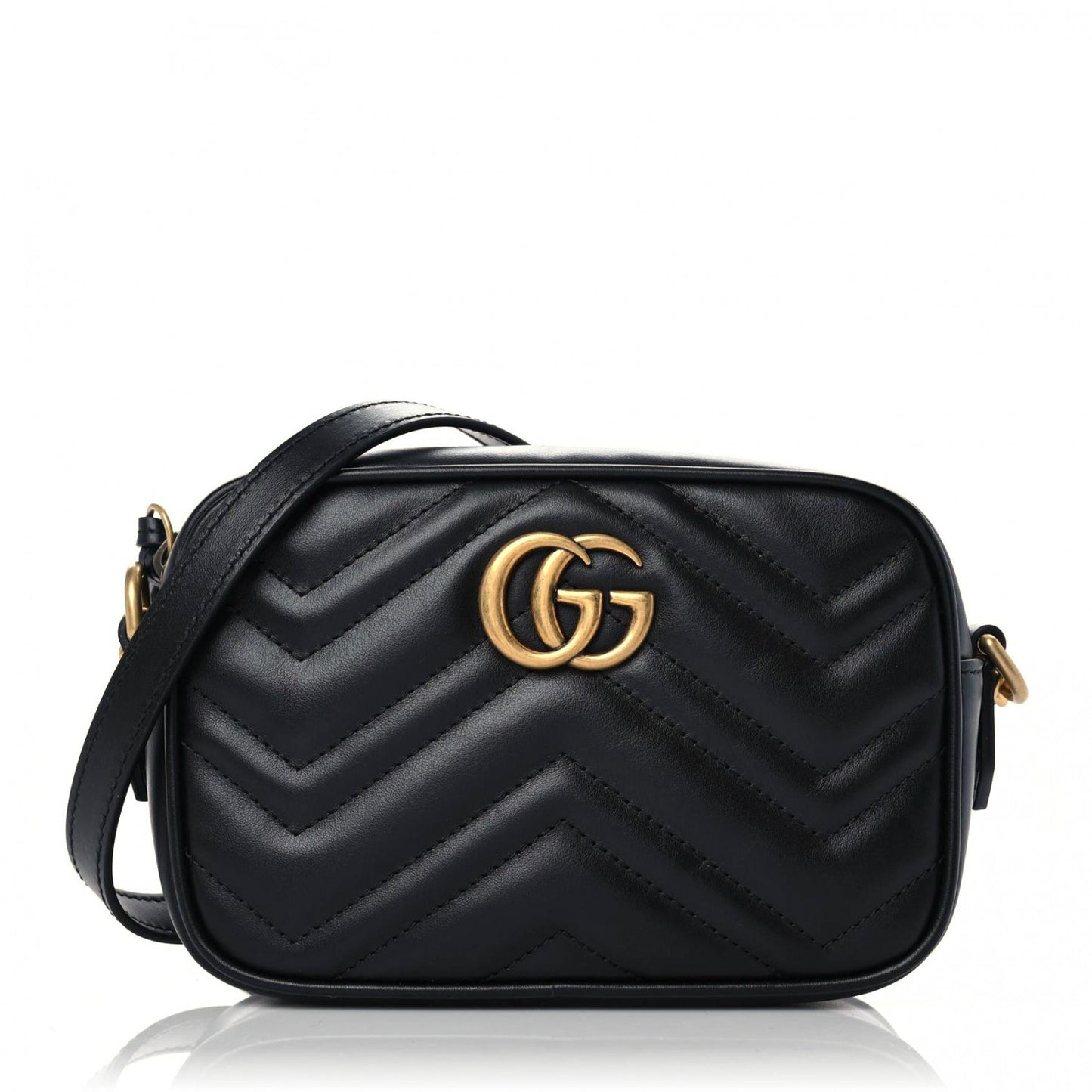 Calfskin Matelasse Mini GG Marmont Chain Shoulder Bag Black