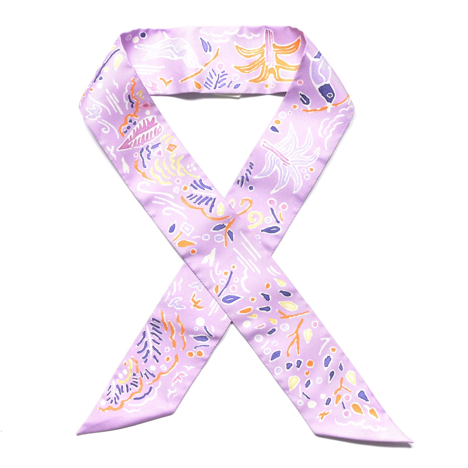 Hermes Silk Isola Di Primavera Twilly Lilas Orange Jaune Lilas Orange Jaune 1 of 4