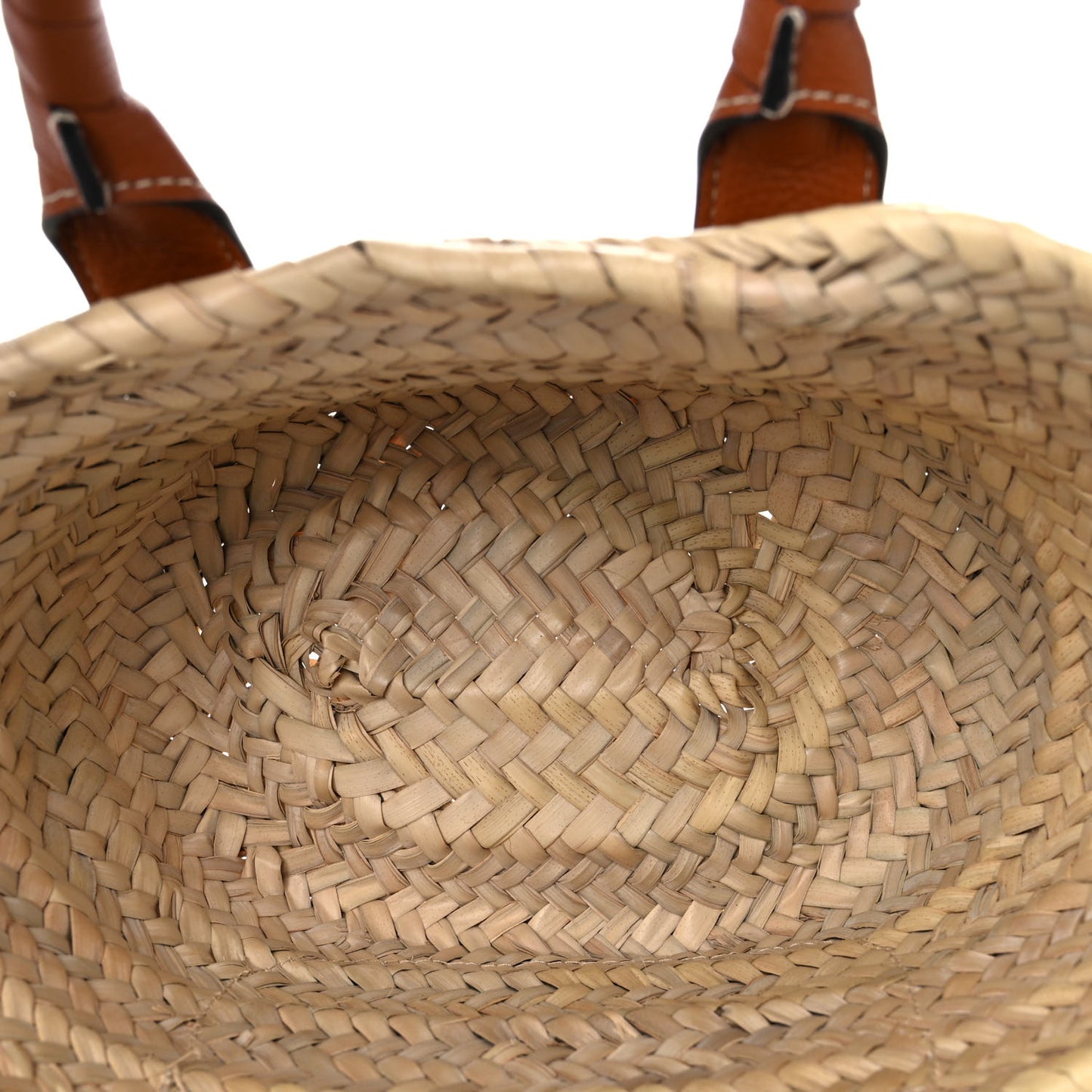 Raffia Small Grain Calfskin Mini Marcie Basket Tan