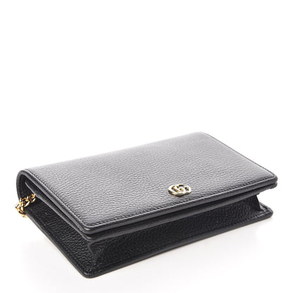 Gucci Dollar Calfskin Mini GG Marmont Chain Wallet Black 4 of 9