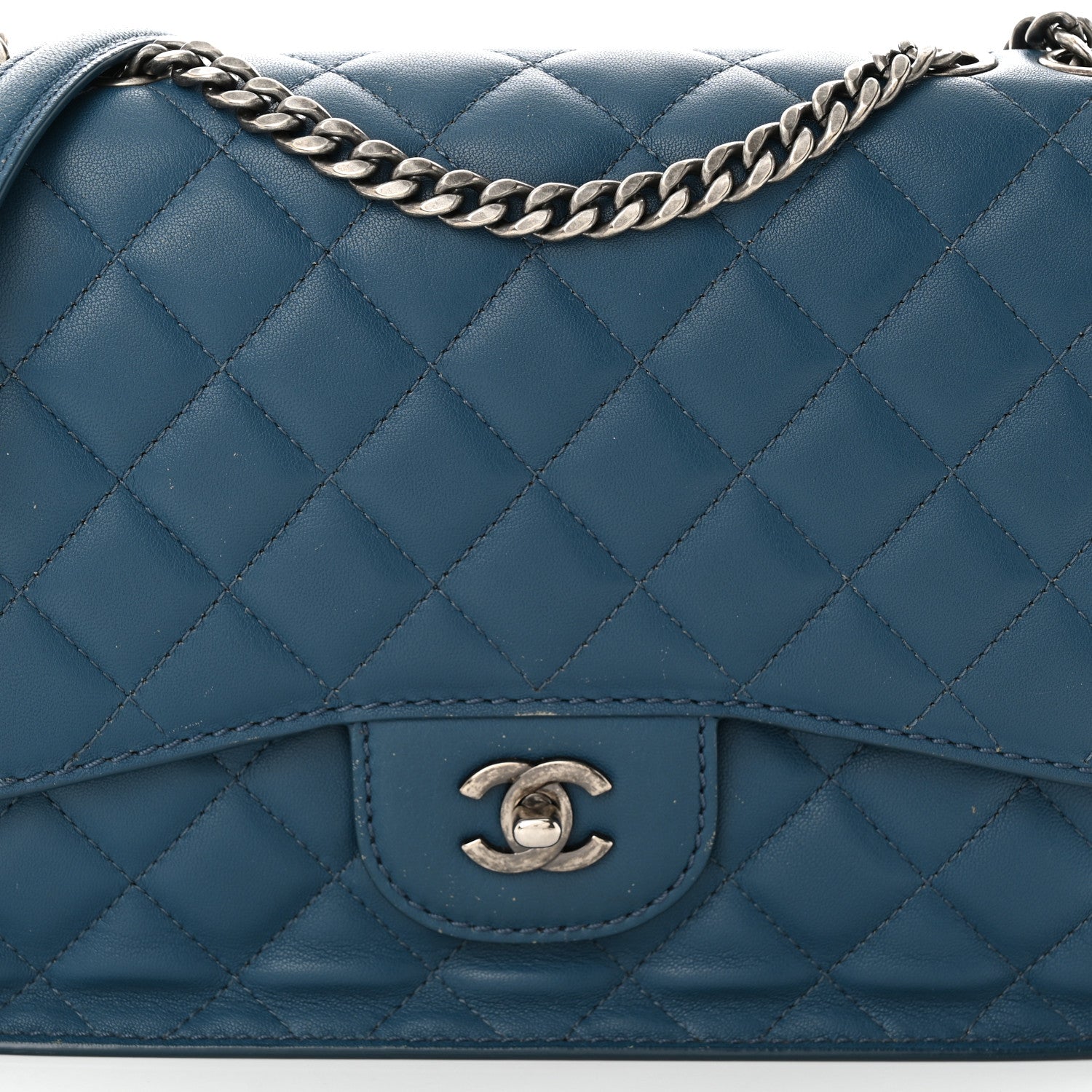 Chanel Lambskin Quilted Large Natural CC Flap Navy 8 of 14