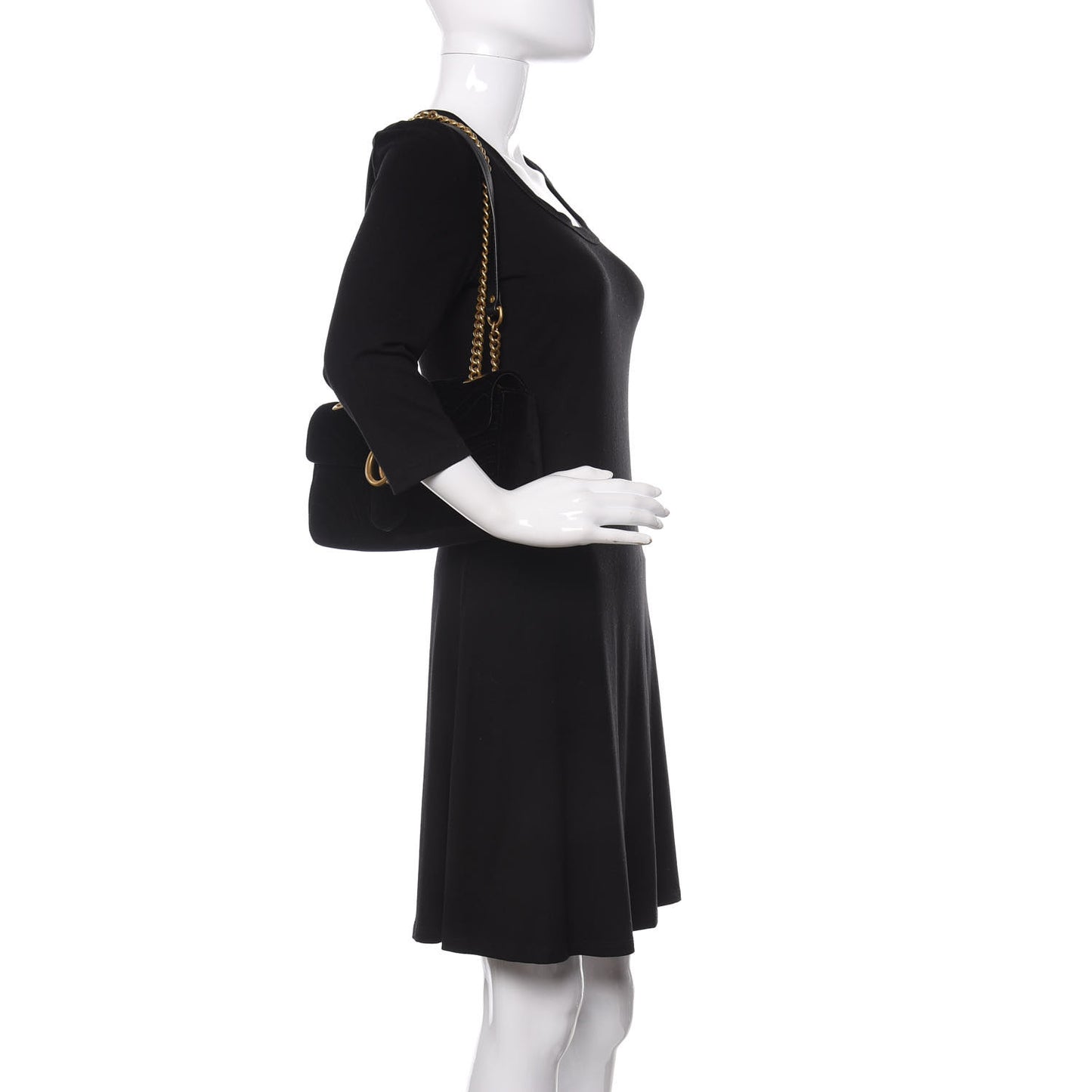 Velvet Matelasse Small GG Marmont Shoulder Bag Black