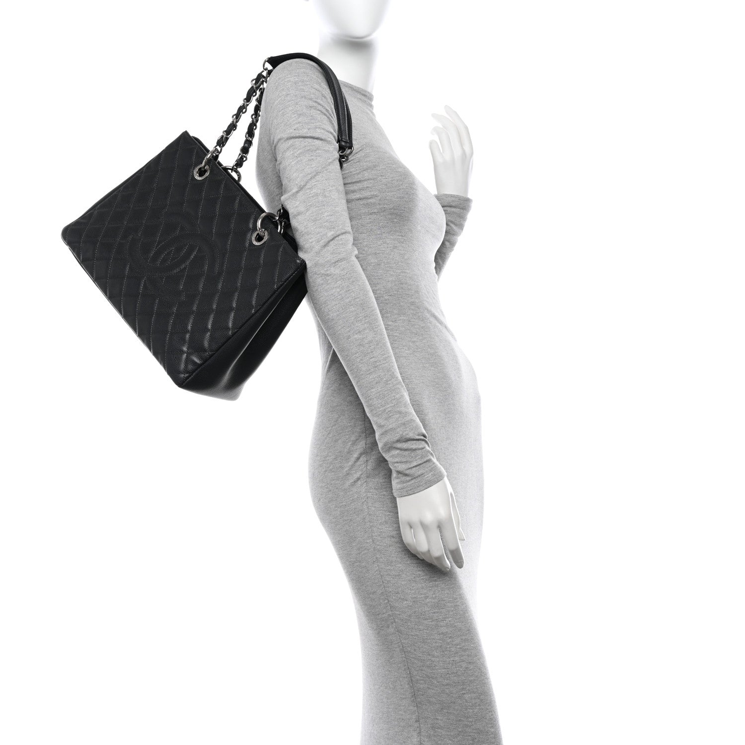 Chanel Caviar Quilted Grand Shopping Tote GST Dark Grey 2 of 11