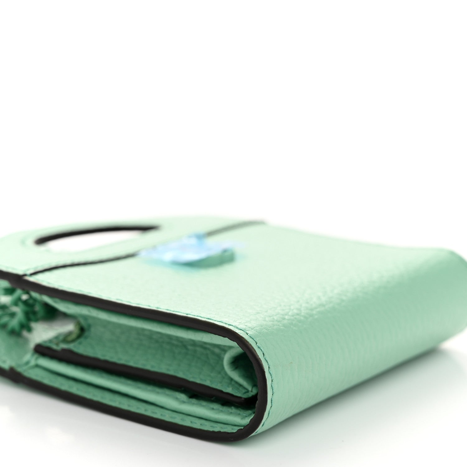 Gucci Dollar Calfskin Enamel Monochrome GG Marmont Top Handle Card Case Wallet Pepperlight Mint 10 of 12