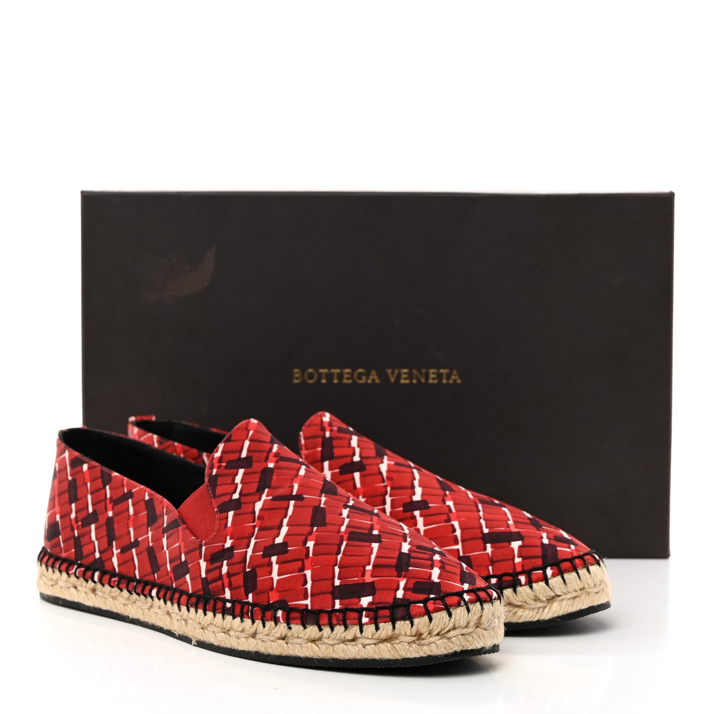 Satin Micro Square Grid Espadrille 40 Red Multicolor