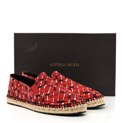 Bottega Veneta Satin Micro Square Grid Espadrille 40 Red Multicolor 3 of 9