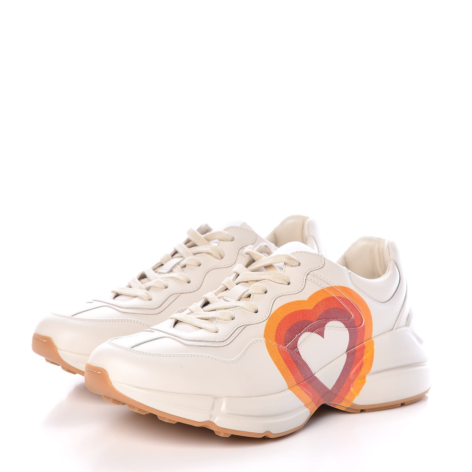 Gucci Calfskin Interlocking G Heart Rhyton Sneakers 39.5 Mystic White 3 of 10