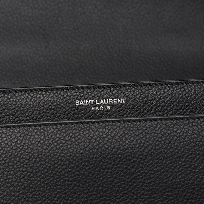 Saint Laurent Grained Calfskin Monogram Sunset Satchel Black 5 of 8