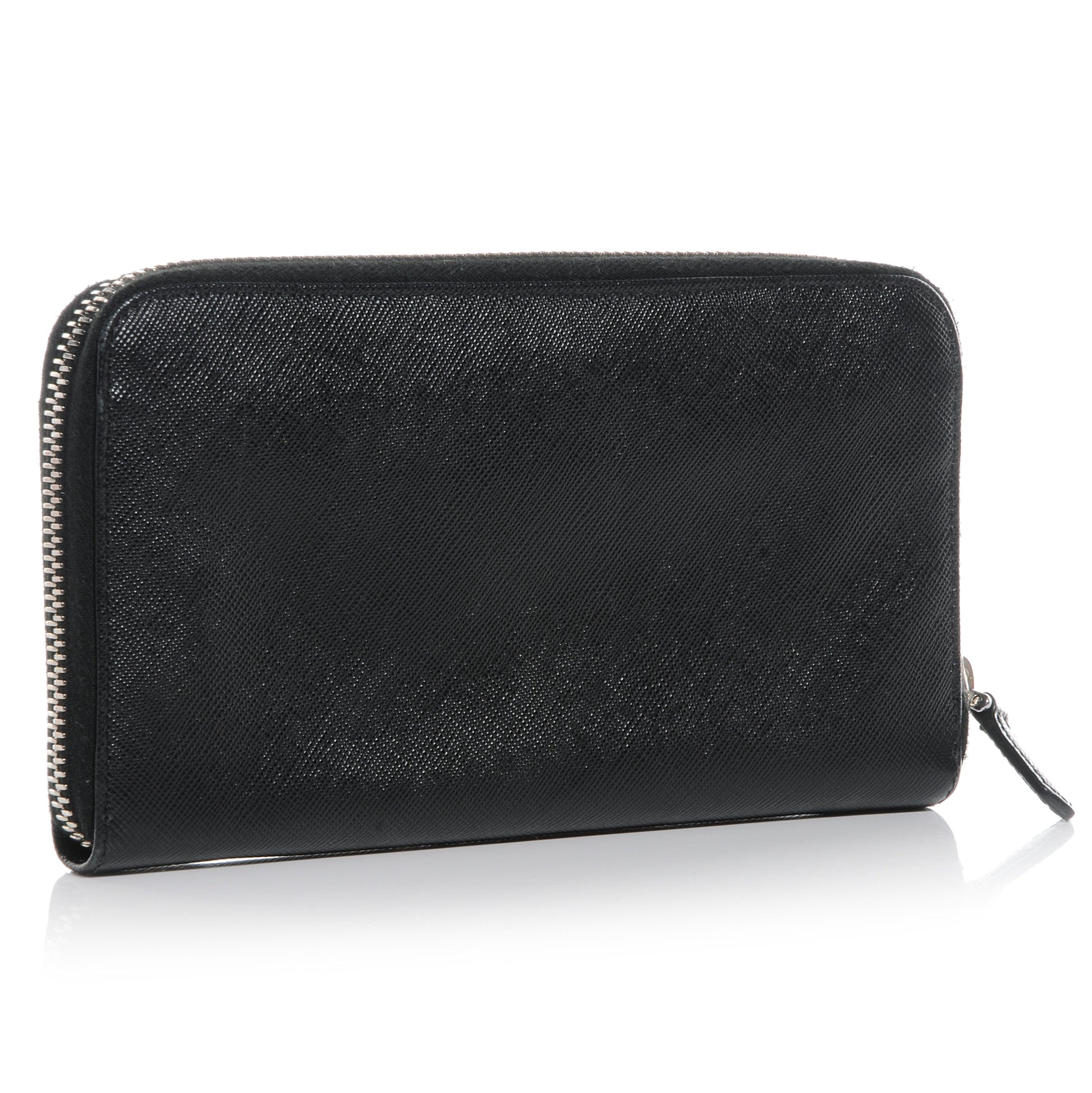 Prada Saffiano Zip Around Wallet Nero Black 4 of 9