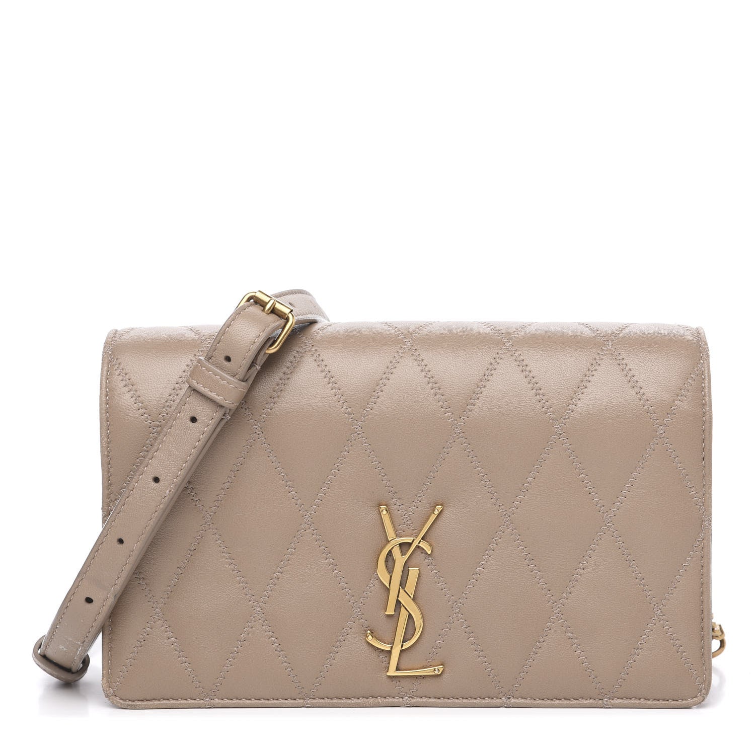 Saint Laurent Lambskin Diamond Quilted Angie Chain Bag Dusty Grey 1 of 12