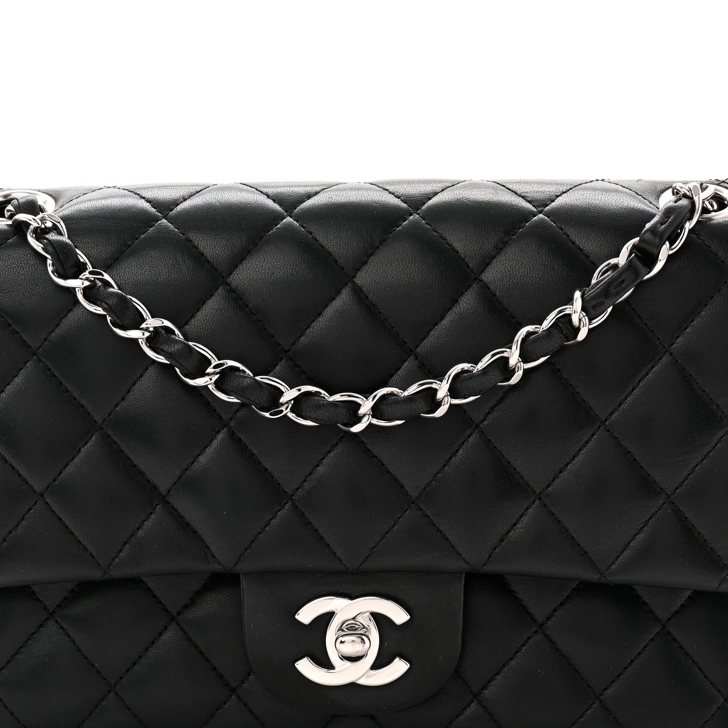 Chanel Lambskin Quilted Medium Double Flap Black 9 of 11
