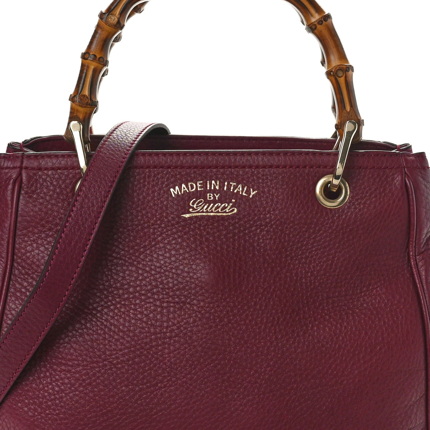 Calfskin Small Bamboo Shopper Tote Burgundy