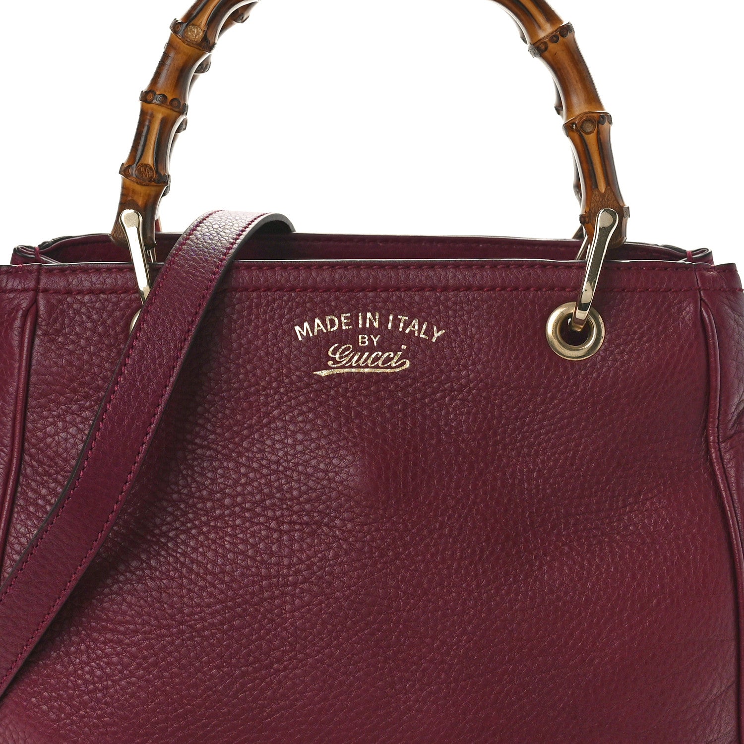 Gucci Calfskin Small Bamboo Shopper Tote Burgundy 8 of 10