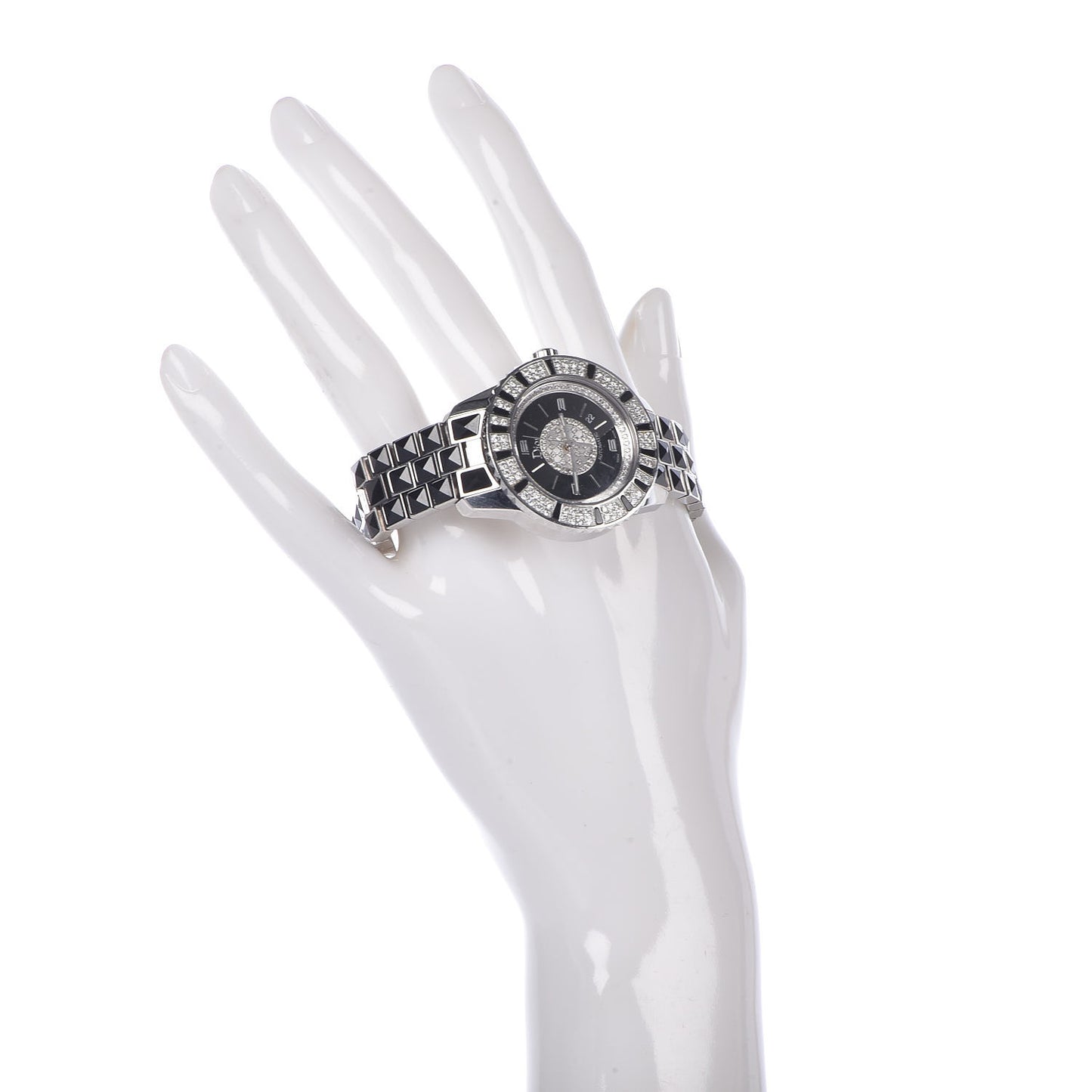 Stainless Steel Diamond Sapphire 33mm Christal Automatic Watch Black