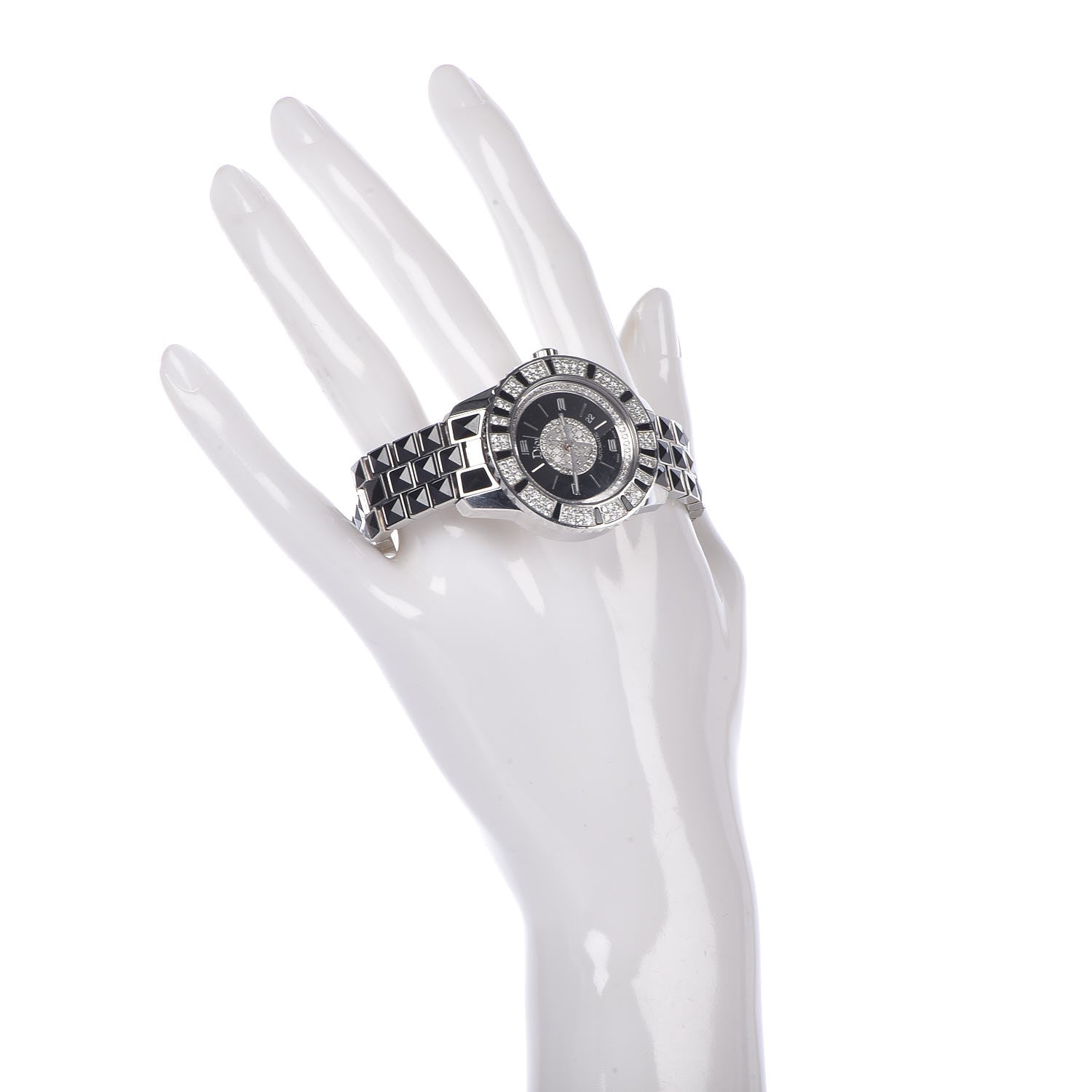 Christian Dior Stainless Steel Diamond Sapphire 33mm Christal Automatic Watch Black 2 of 6