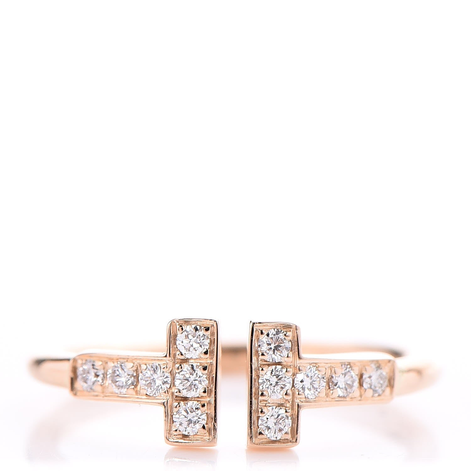 Tiffany 18K Yellow Gold Diamond T Wire Ring 50 5.5 1 of 6