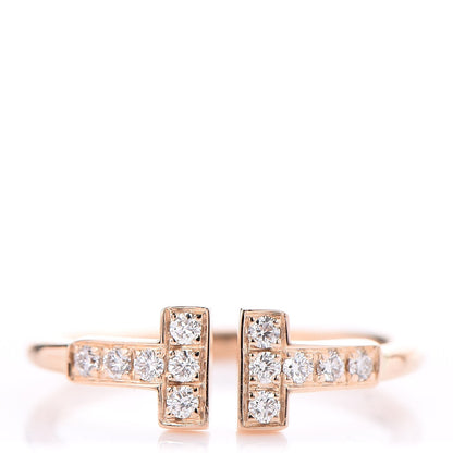 Tiffany 18K Yellow Gold Diamond T Wire Ring 50 5.5 1 of 6