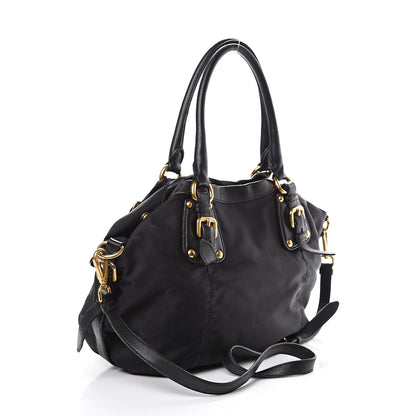 Prada Tessuto Nylon Jacquard Logo Tote Black 2 of 15