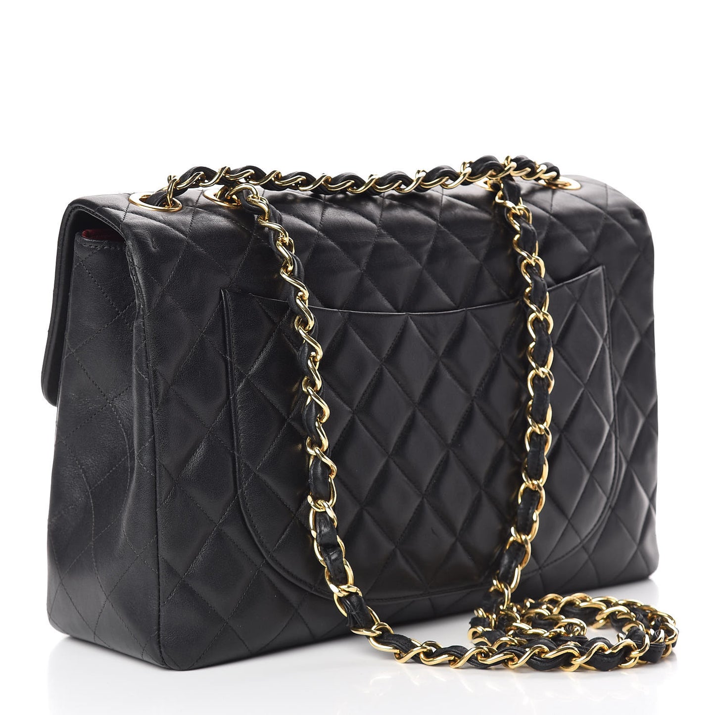 Lambskin Quilted XL Jumbo Single Flap Black