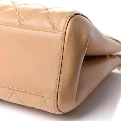 Chanel Lambskin Double Stitch Quilted Tote Beige 11 of 11