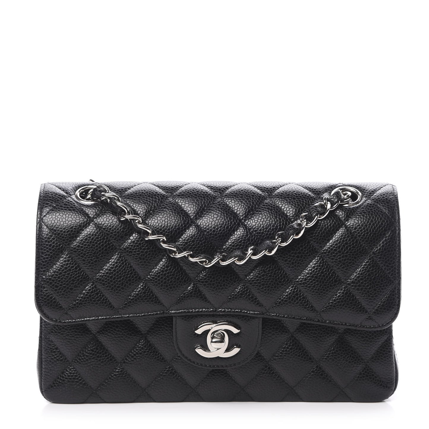 Caviar Quilted Small Double Flap Black