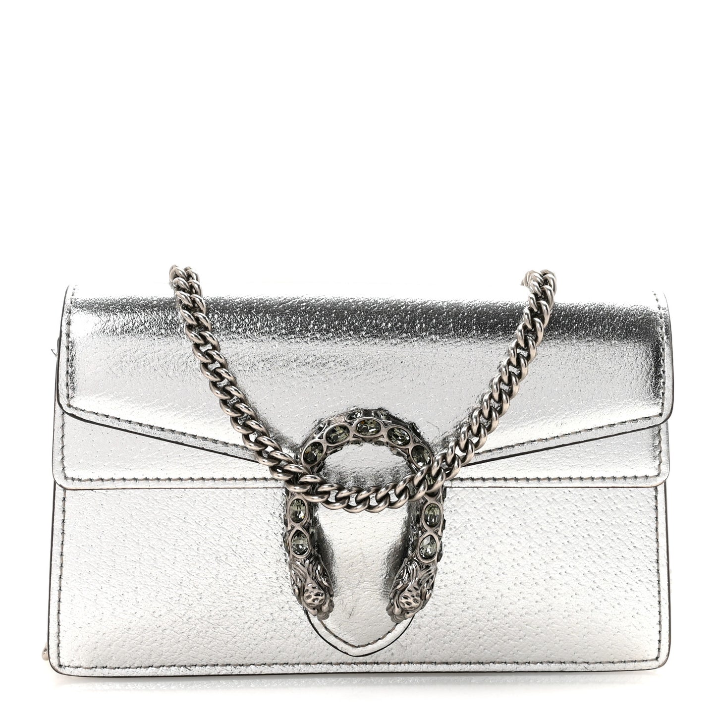 Metallic Calfskin Super Mini Dionysus Shoulder Bag Silver